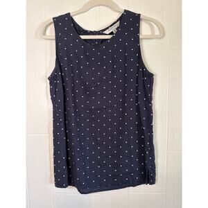 Ellen Tracy Linen sleeveless polka dot top medium
